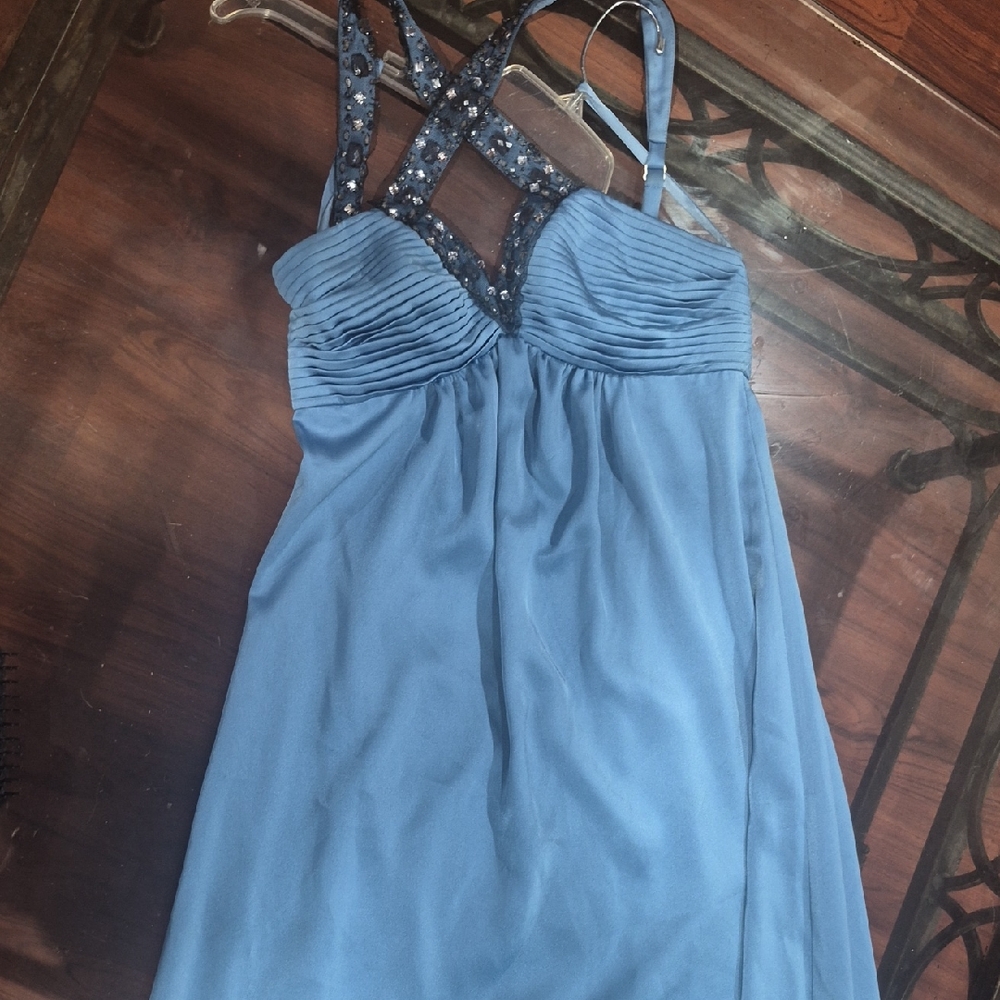 BCBGMaxAzria Blue Backless Dress with Starry Straps